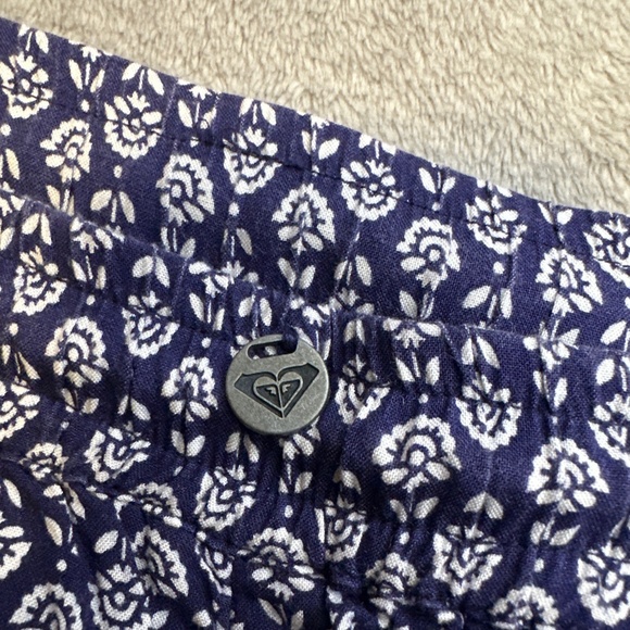 Roxy Sweet Sea Beach Pant Indigo Border Print Small Boho Floral Harem Small - Picture 6 of 10
